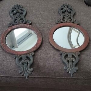 Vintage-Style Black and Brown Wall Mirrors